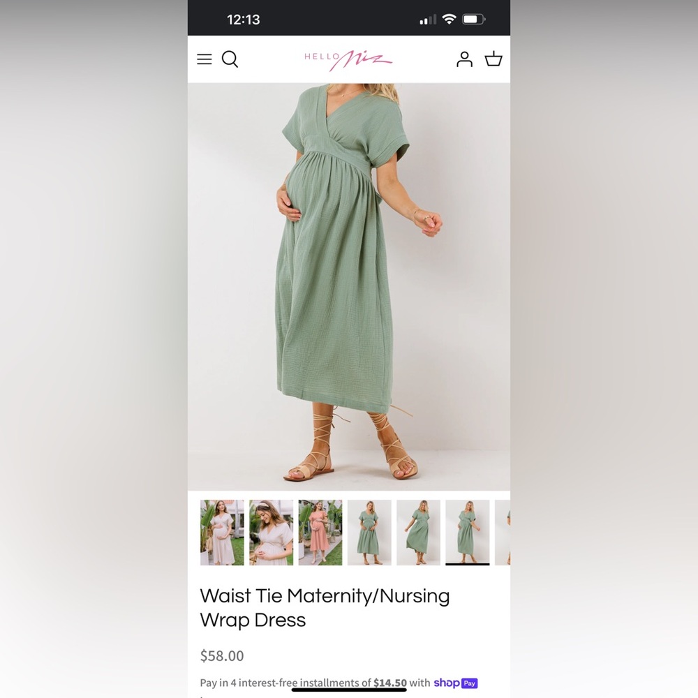 Sage Green V-Neck Maternity Dress new